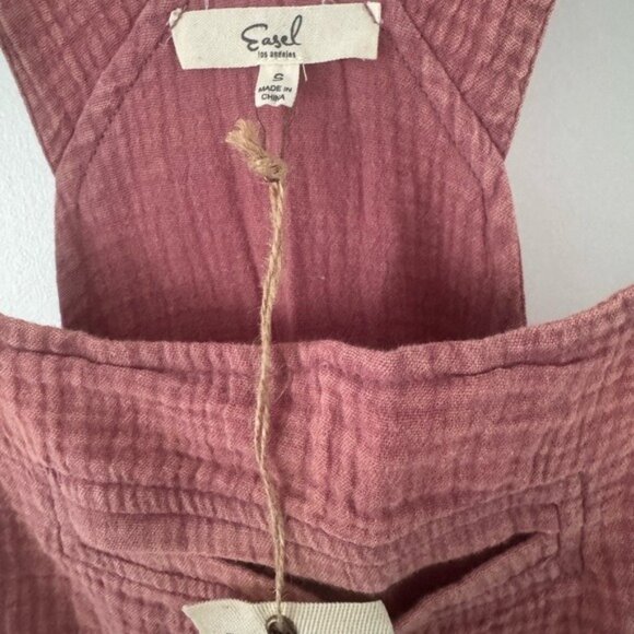 Boutique Pink Gauze Jumpsuit Overalls Small NWT – Boho Wide Leg - Picture 8 of 8